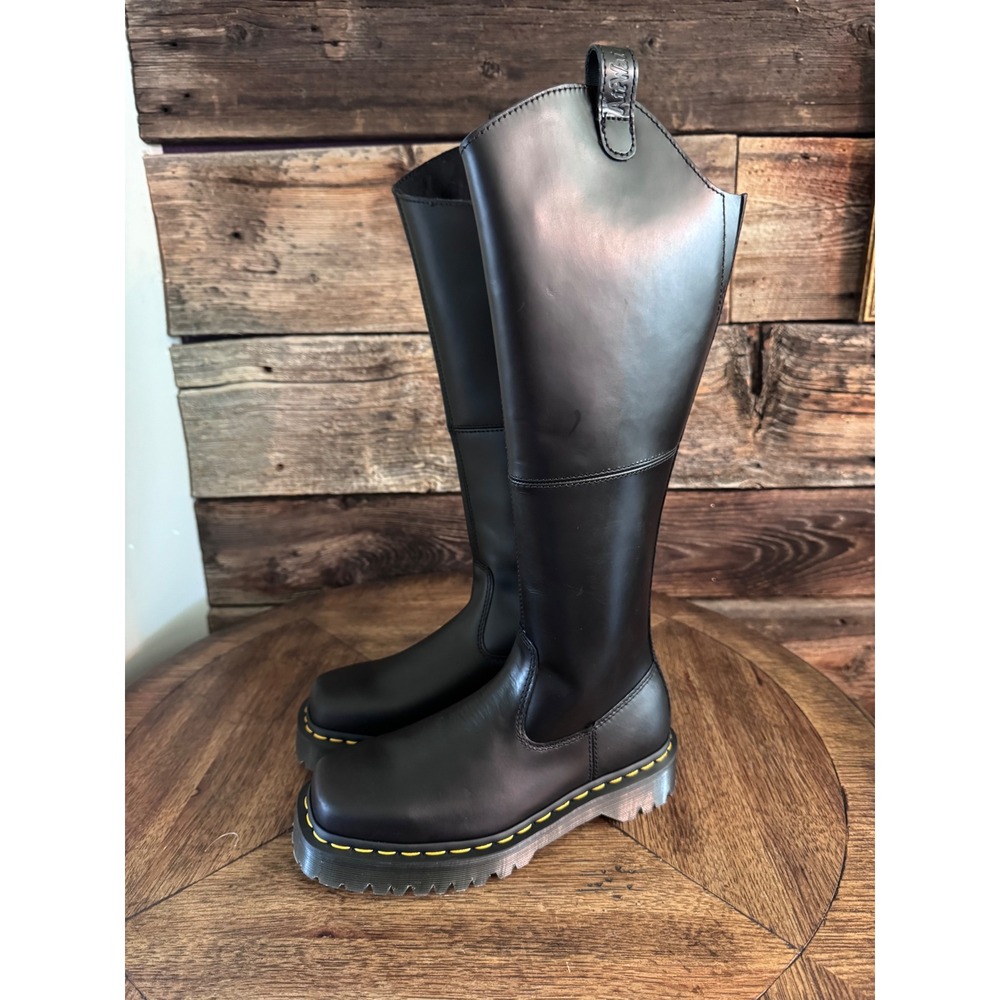 Dr. Martens Amaayah Hi Black Leather Knee High Platform Boots Womens 7 UK 5 New